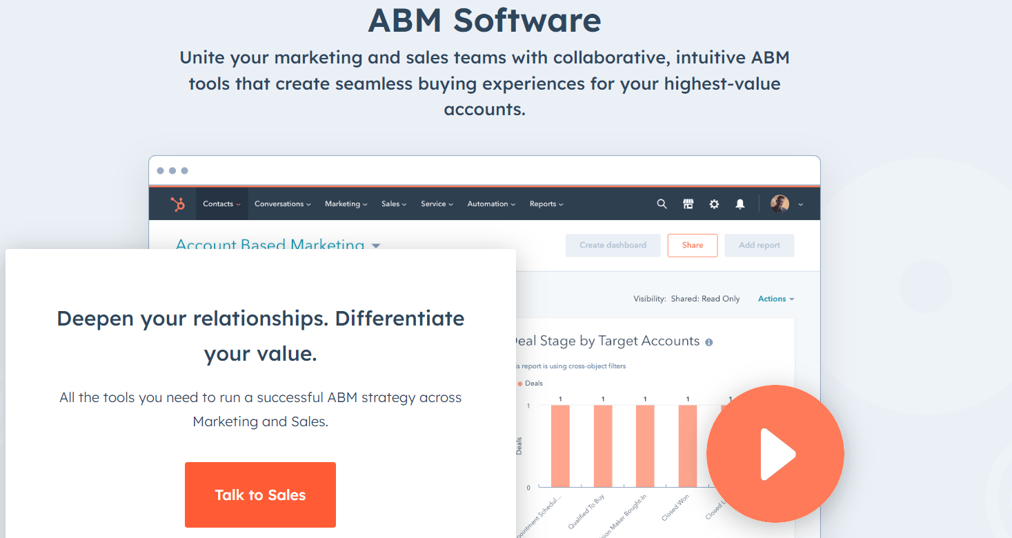 hubspot abm software homepage screenshot