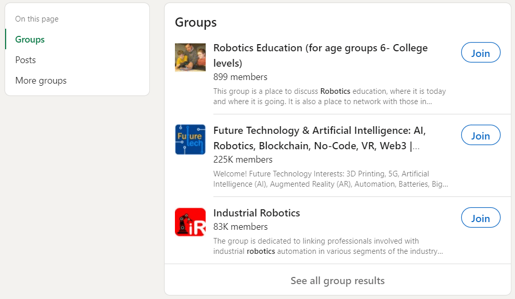 linkedin groups example