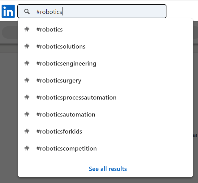 linkedin hashtag suggestions example