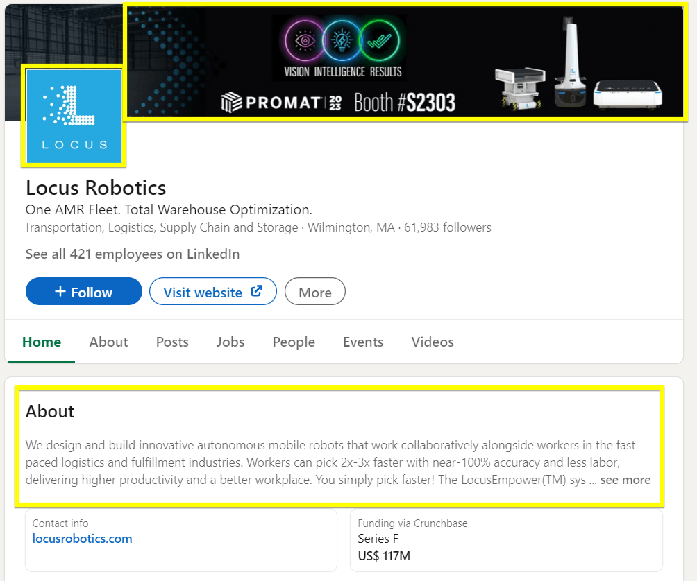 locus robotics linkedin page screenshot