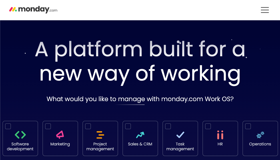 Monday platform featuring their automation software