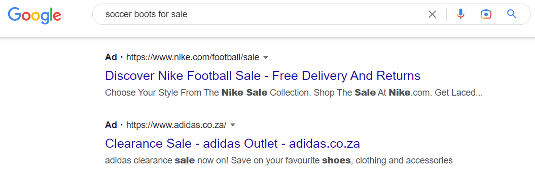 nike ad campaign google search results example