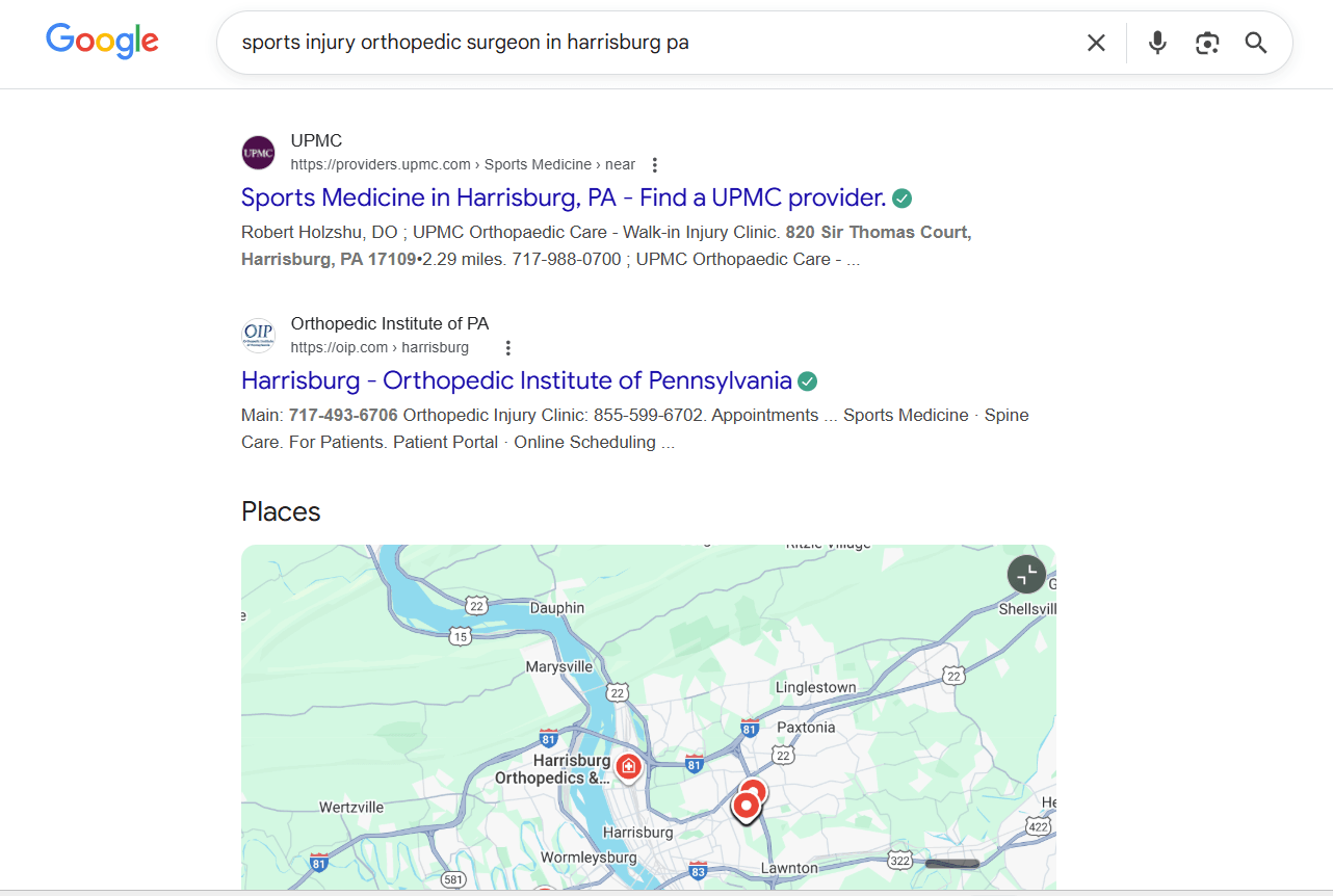 Search results for the query “Sports injury orthopedic surgeon in Harrisburg PA”