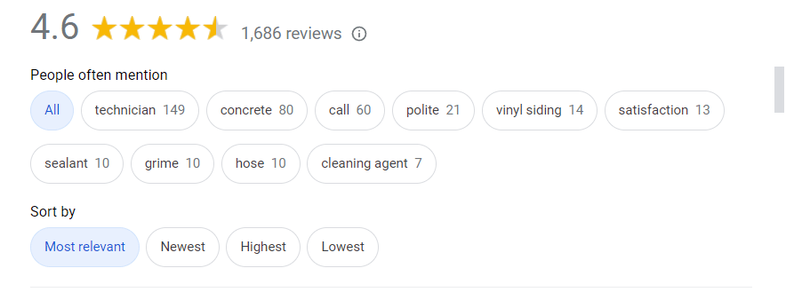 Screenshot of a review on Google