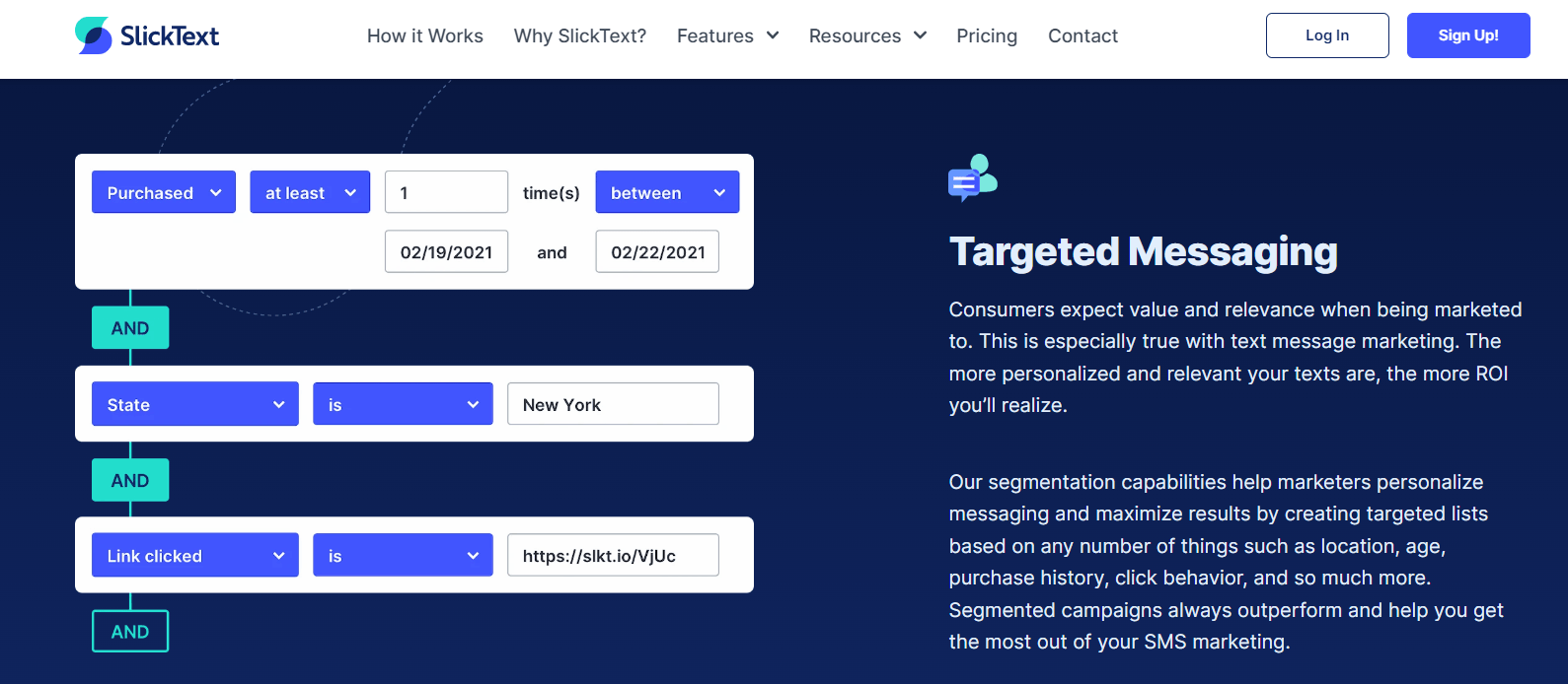 slick text homepage screenshot