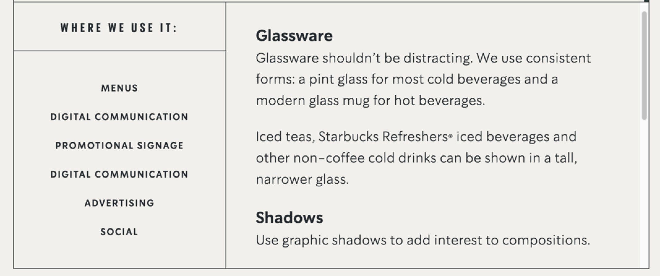 strabucks product photo guidelines