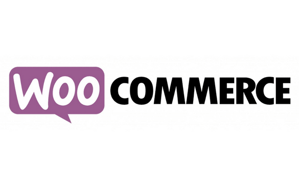 WooCommerce logo with a purple speech bubble and the word 'Woo' inside it, followed by 'COMMERCE' in black text.