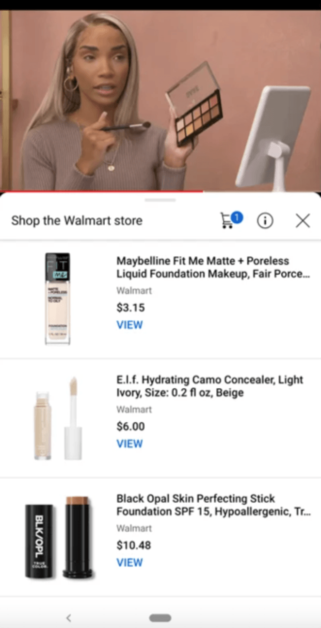 youtube live shopping on app