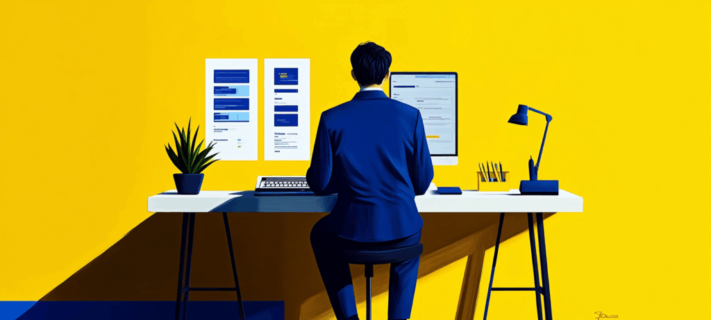 An AI-generated image showing a marketer learning a step-by-step guide on how to connect CRM to a website like a pro.