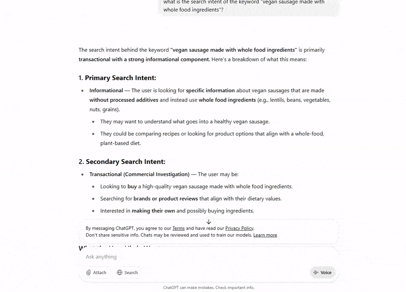 using chatgpt for analyzing search intent