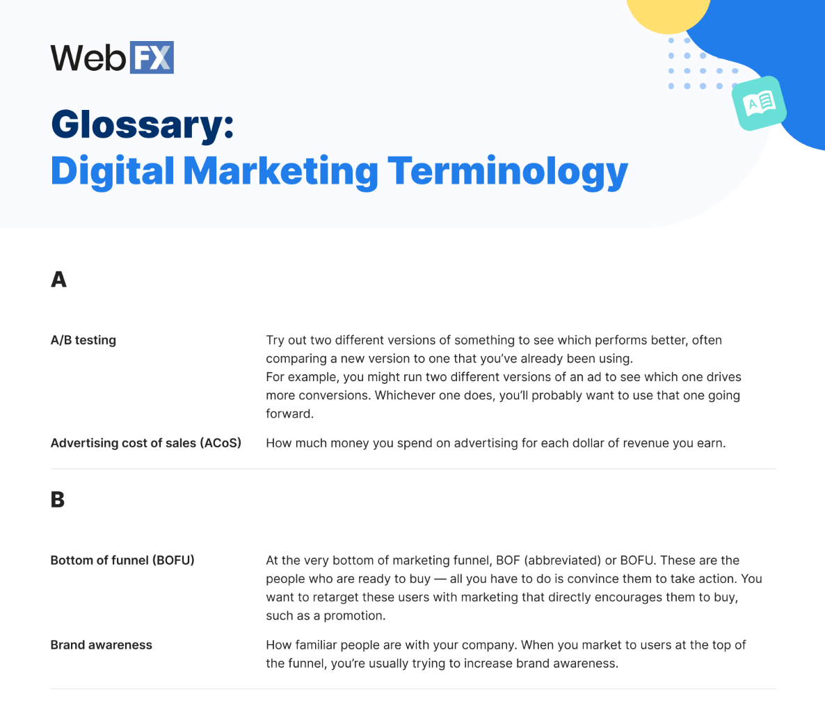 Preview of digital marketing glossary checklist