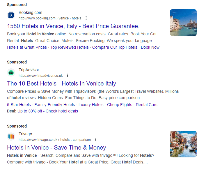 local PPC ads for hotels in Venice