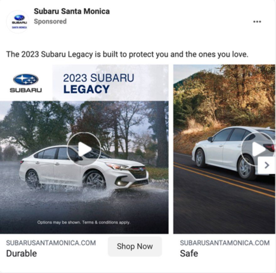 Awareness advertising example from Subaru