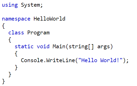 A snippet of C# programming language