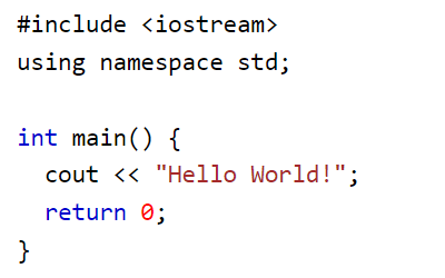 A snippet of C++ programming language