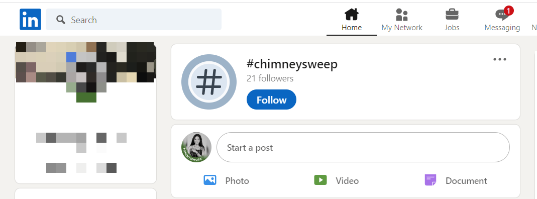 linkedin chimney sweep hashtag example