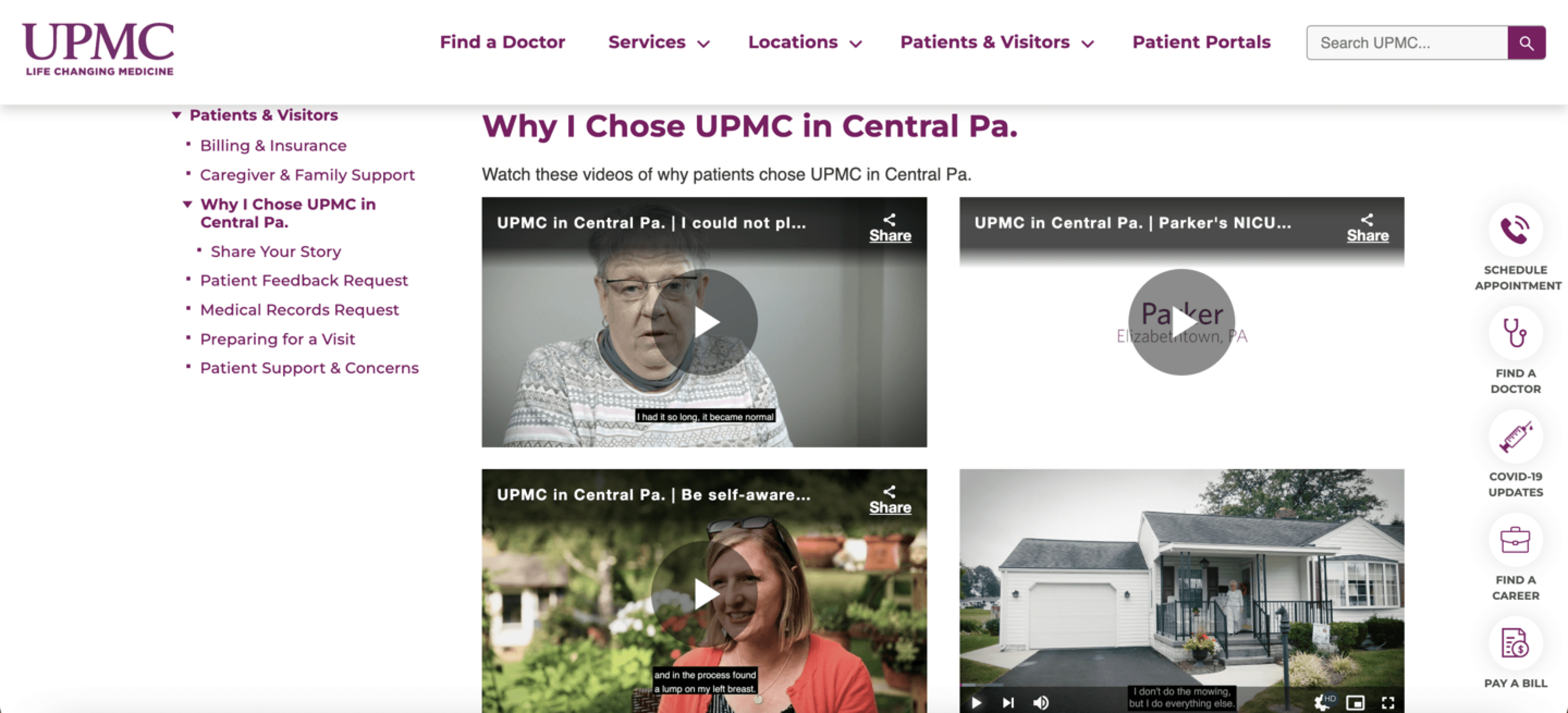 medical imaging patient testimonials upmc