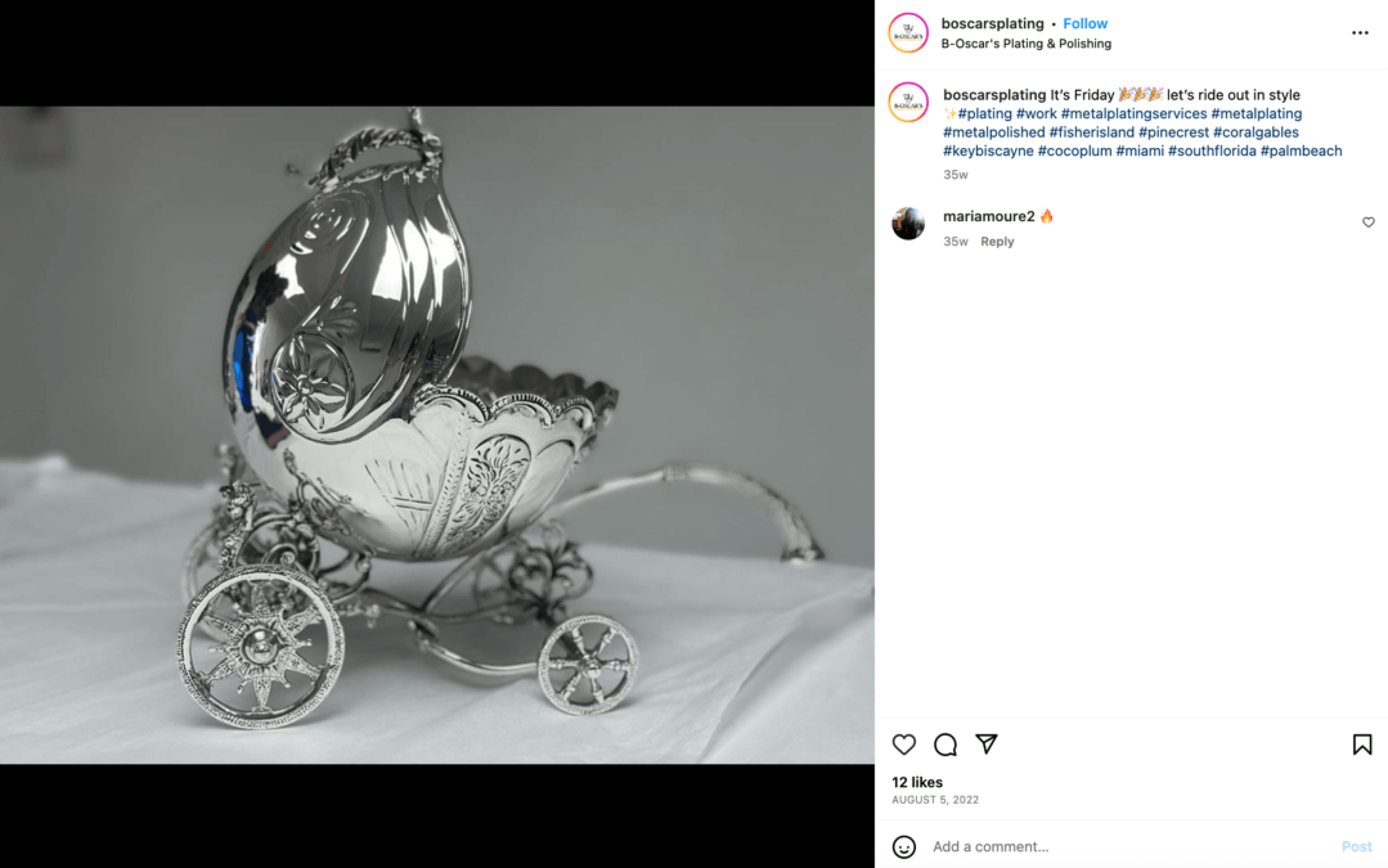 metal plating company instagram post