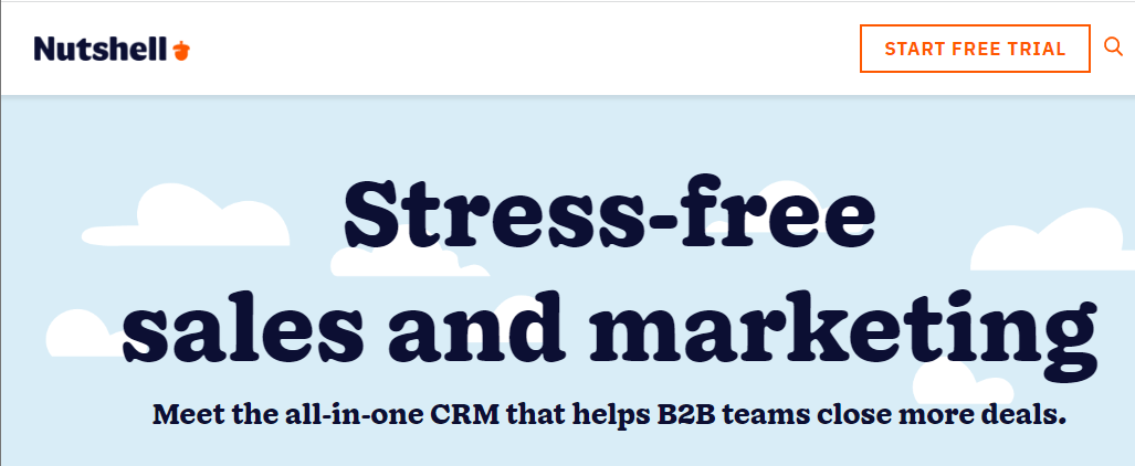 Nutshell CRM homepage promoting their software