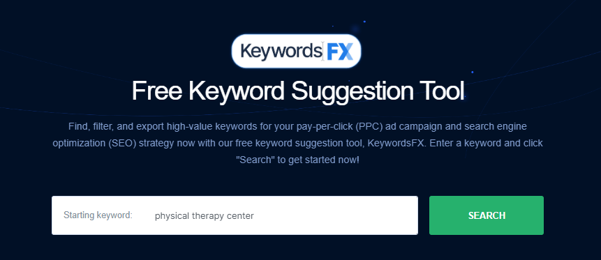 KeywordsFX website with the search bar for keywords