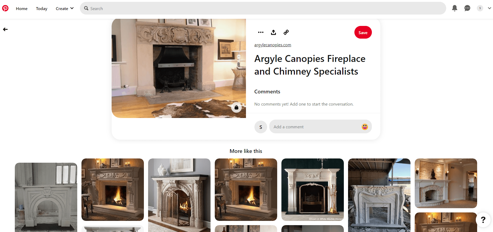 pinterest chimney and fireplace portfolio screenshot