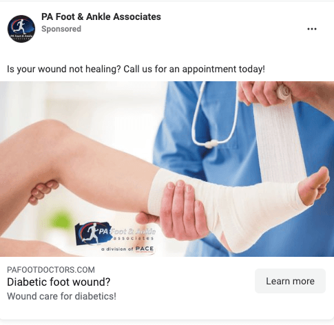 Facebook ad for a podiatrist