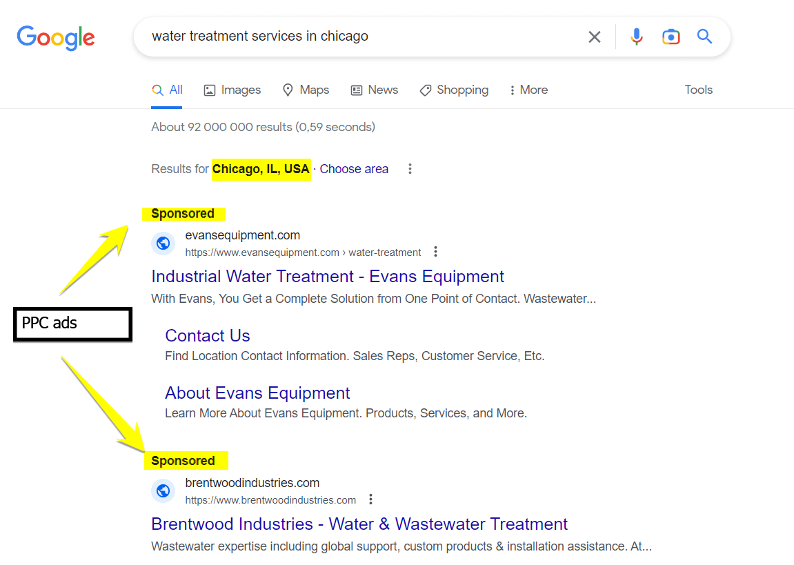 ppc ad search results example