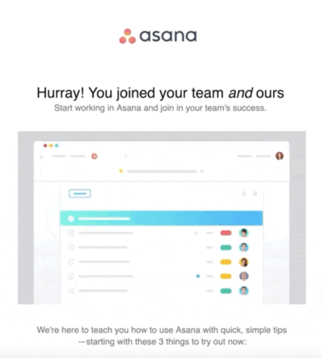 asana welcome email 