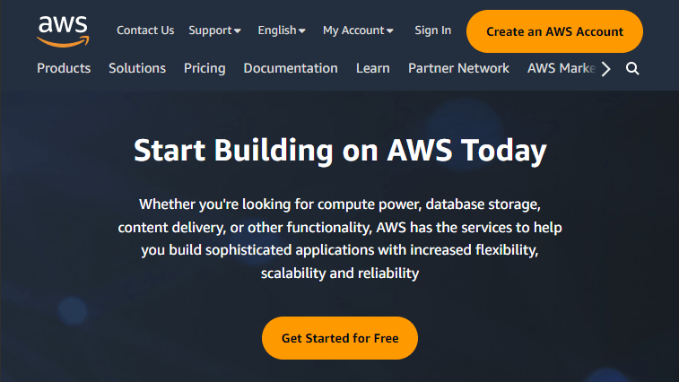 Homepage for AWS