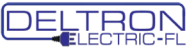 Logo of Deltron Electrical, featuring the company name in a stylized blue font with an electric plug design integrated into the letter 'O'.