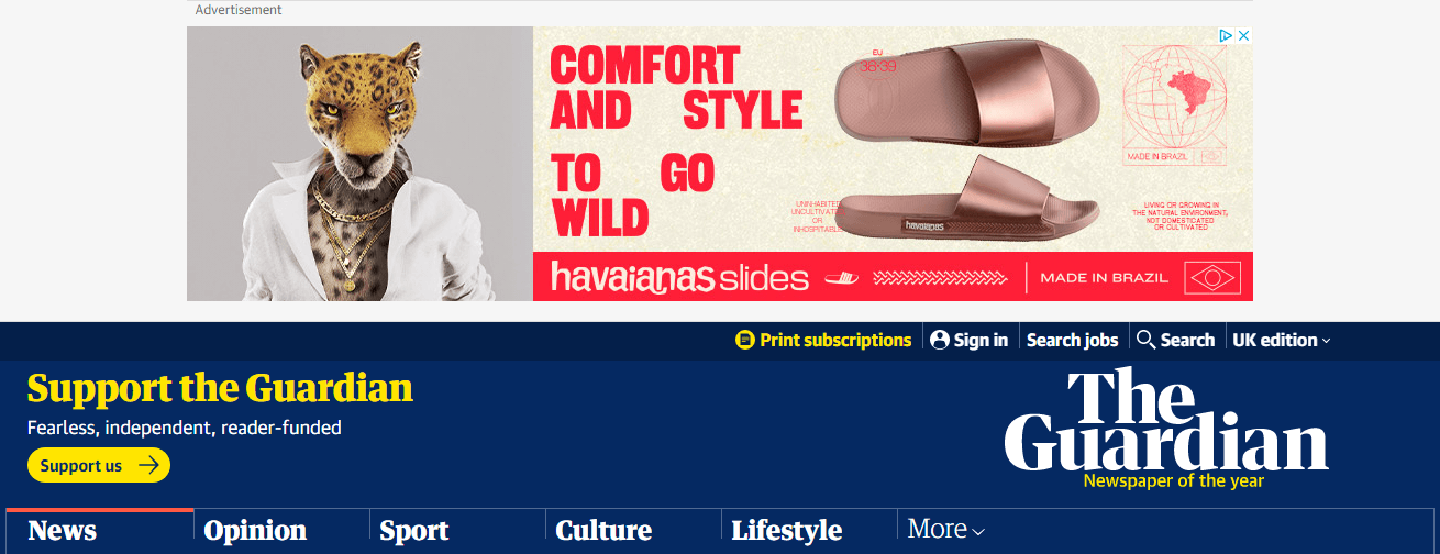 Display ad example on The Guardian website