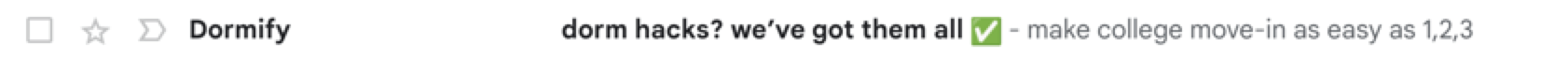 dormify email subject line