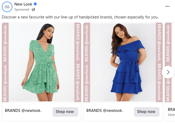 Facebook ad example from New Look