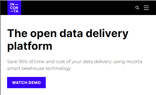 Homepage for incorta data analytics platform