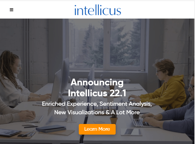 Homepage for Intellicus data analytics platform