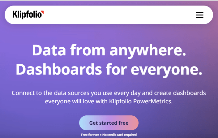 Homepage for klipfolio