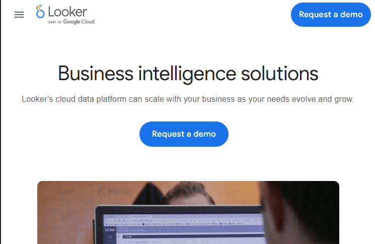 homepage for Looker data analytics platform