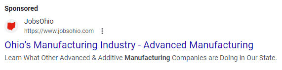 ohio manufacturing ppc ad