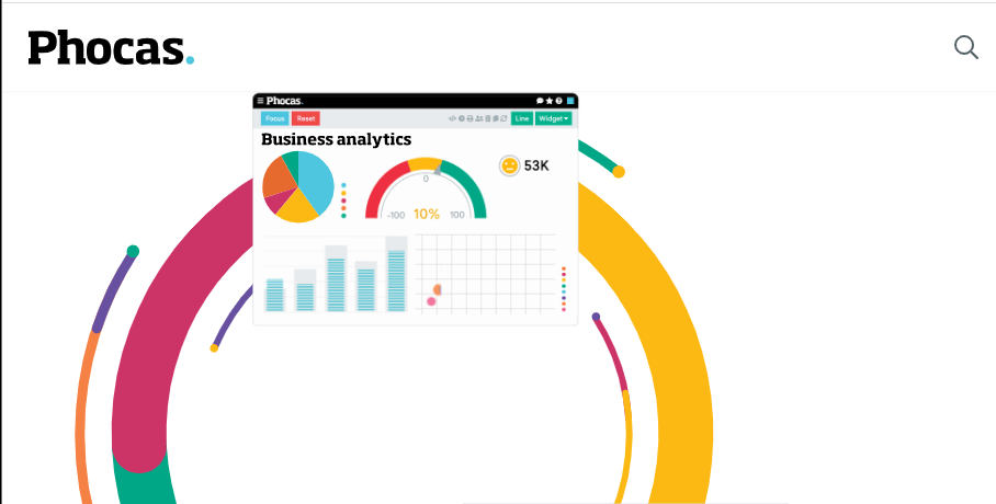 Homepage for Phocas data analytics software