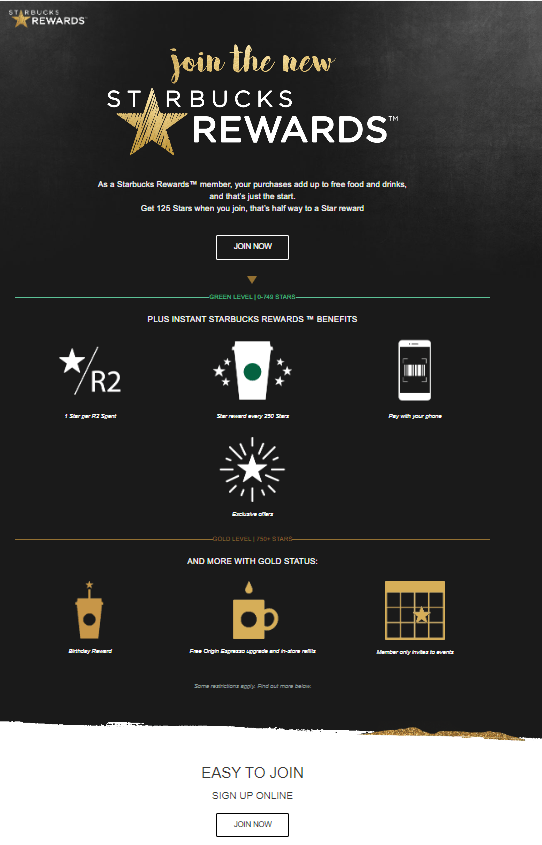 screenshot of starbucks rewards page