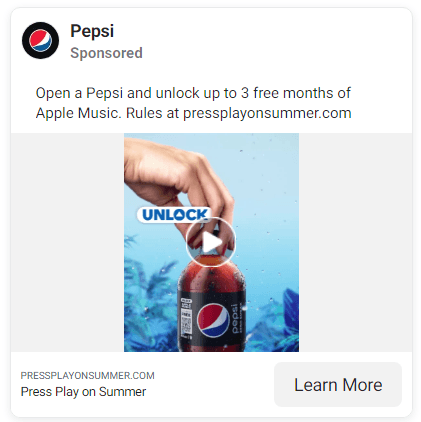 Pepsi Facebook ad