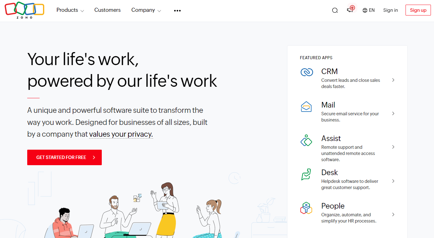 Zoho CRM for HVAC homepage