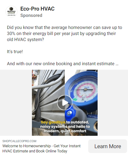 HVAC Facebook ad