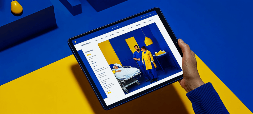 Tablet displaying a healthcare website