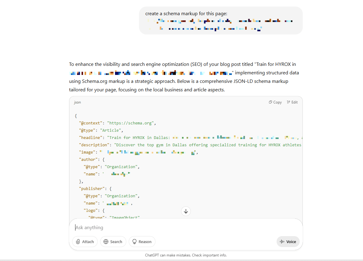 using chatgpt for schema markup