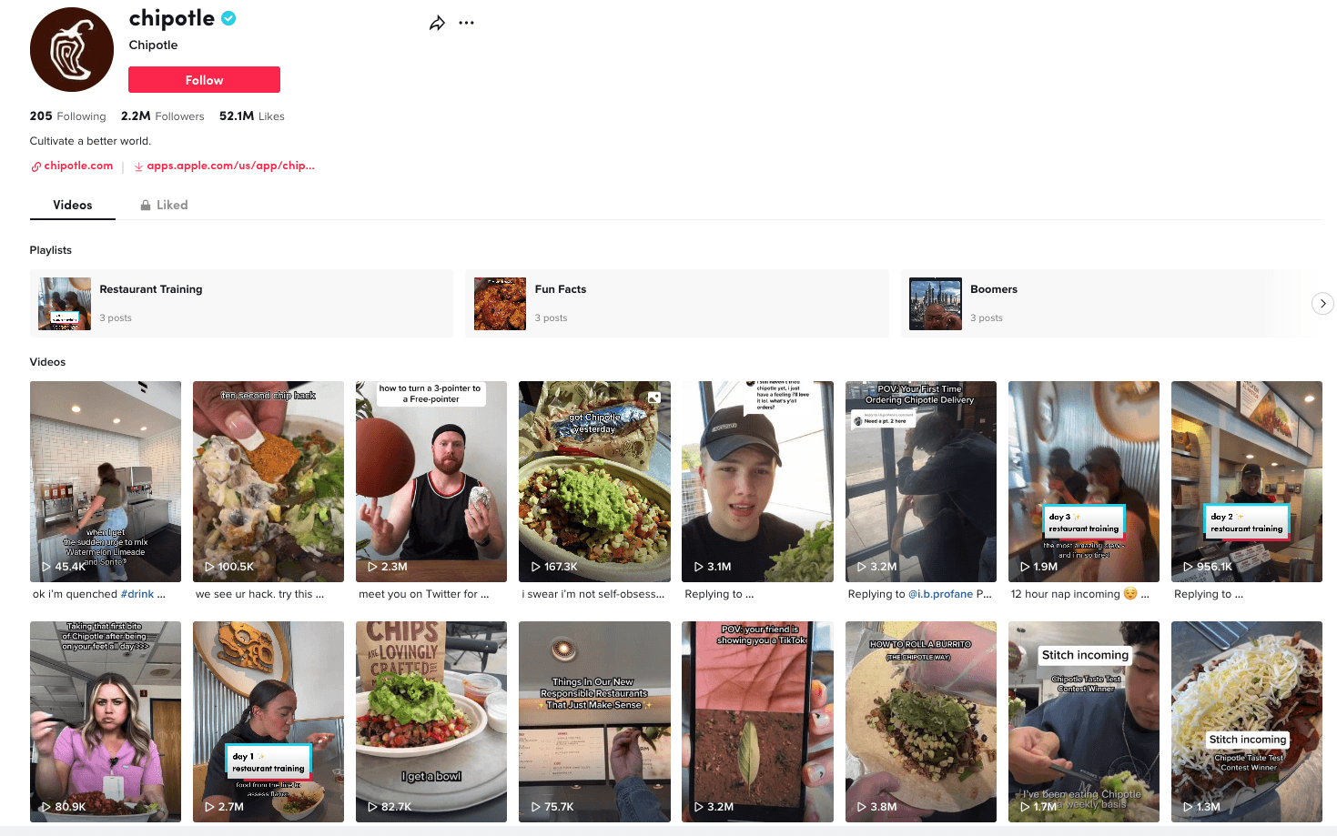 chipotle tiktok page