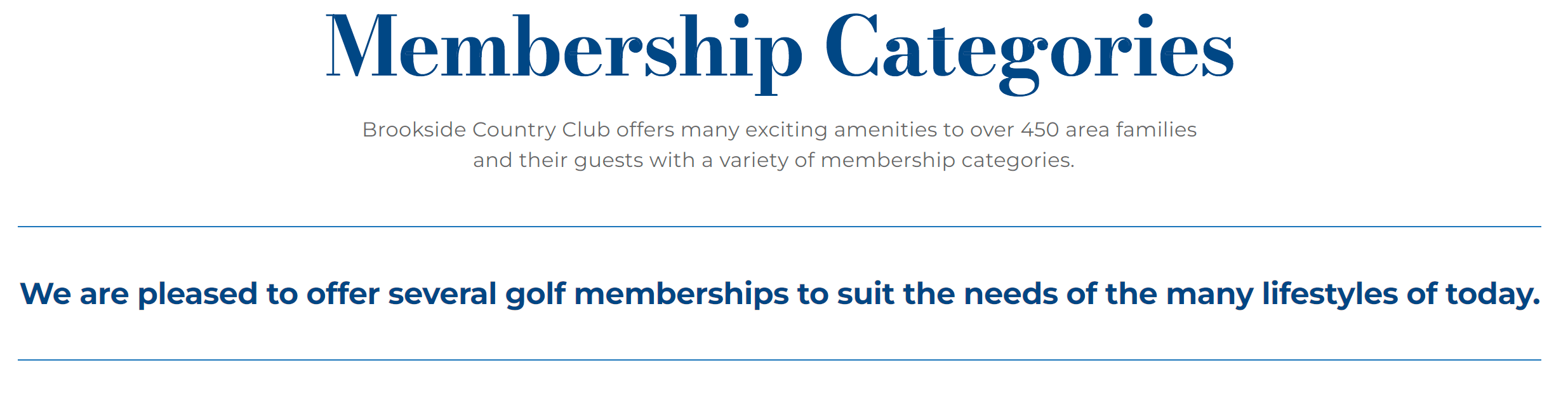 Membership page for joining a country club