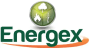 Logo of EnergeX with a stylized green and orange design featuring a green leaf inside a globe.