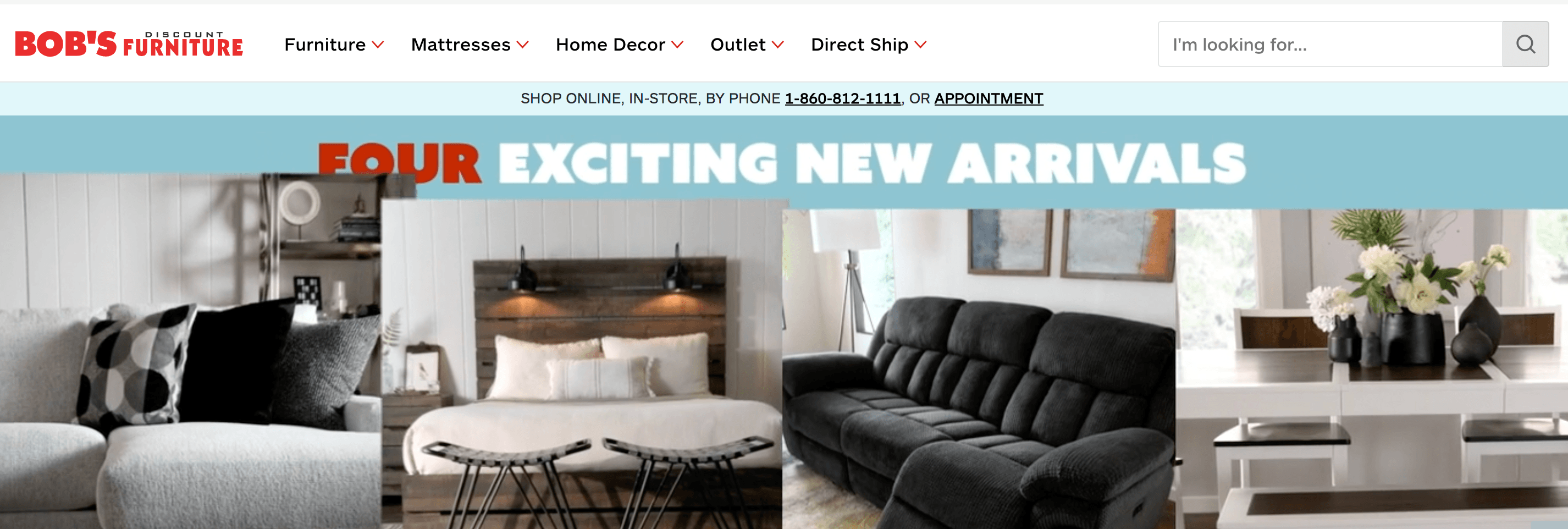 Bob's Furniture homepage featuring furniture