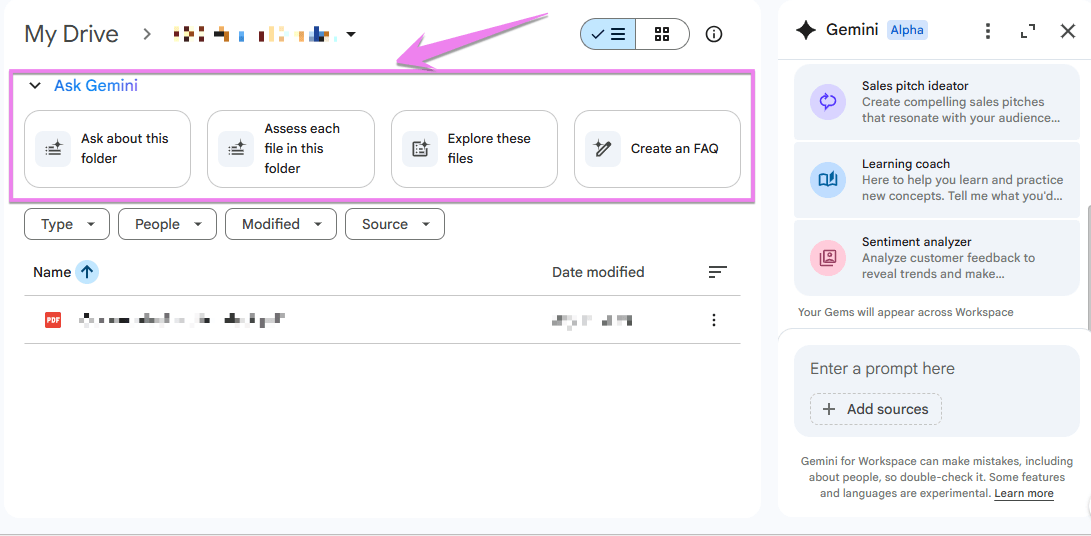 google gemini on google drive